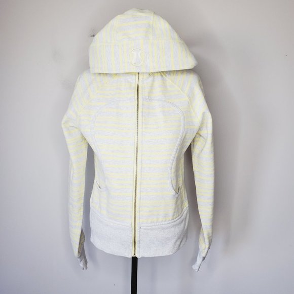 RARE! LULULEMON Striped Yellow Grey Scuba Jacket - Picture 3 of 9